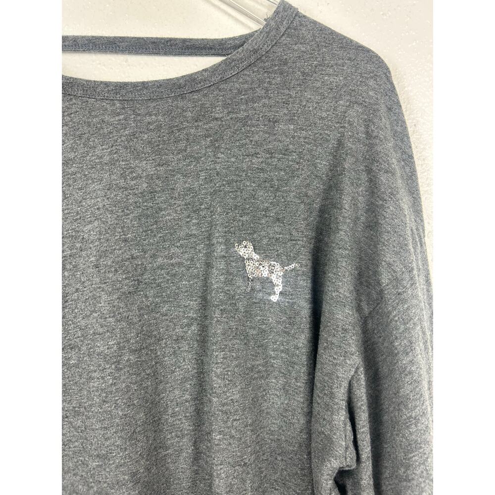Victoria's Secret PINK Bling Long Sleeve T-shirt Gray Medium - Picture 5 of 7